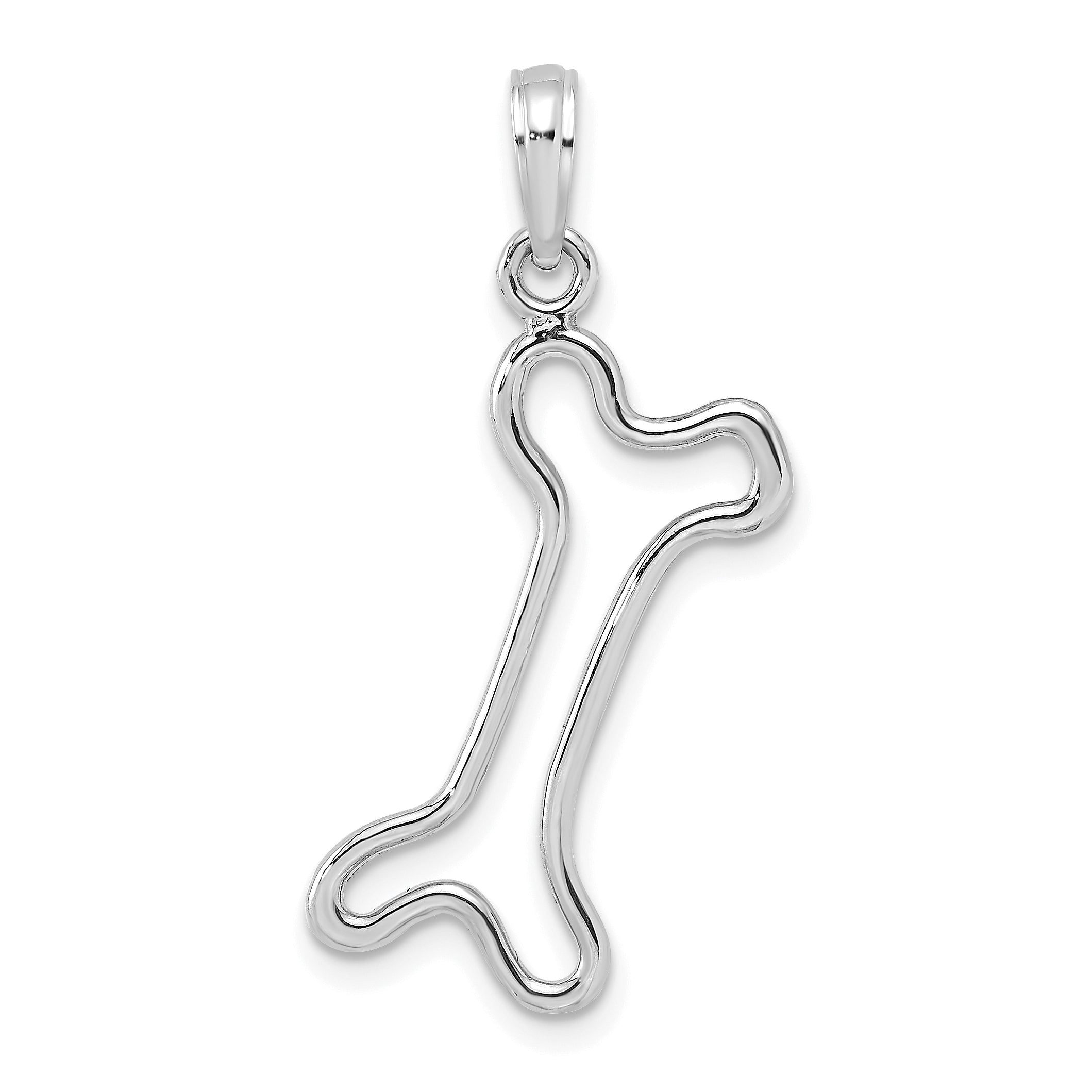 10K White Gold 10K Cut-Out Polished Dog Bone Charm