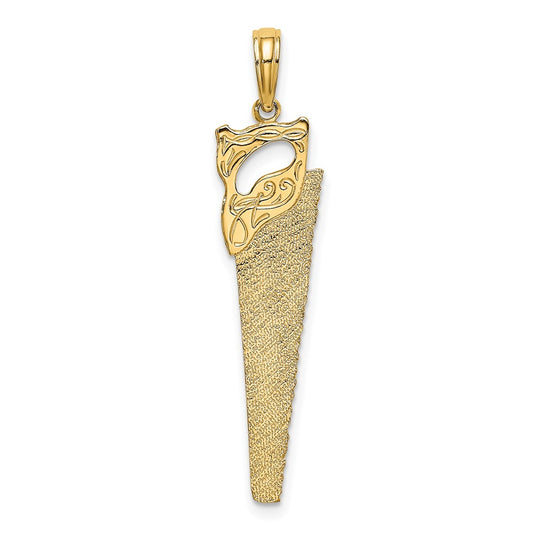 10K Yellow Gold 10K 3-D Flat Hand Saw Charm