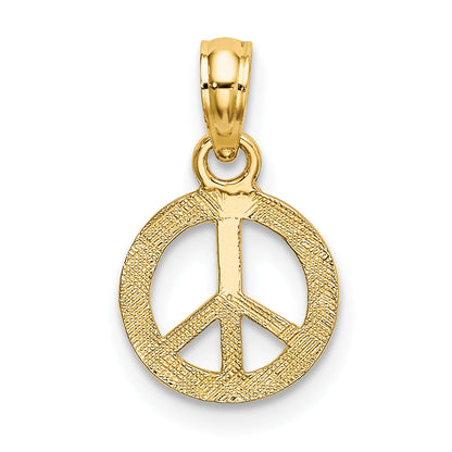 10K Yellow Gold 10K Flat And Textured Mini Peace Sign Charm
