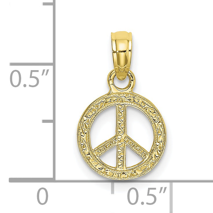 10K Yellow Gold 10K Flat And Textured Mini Peace Sign Charm