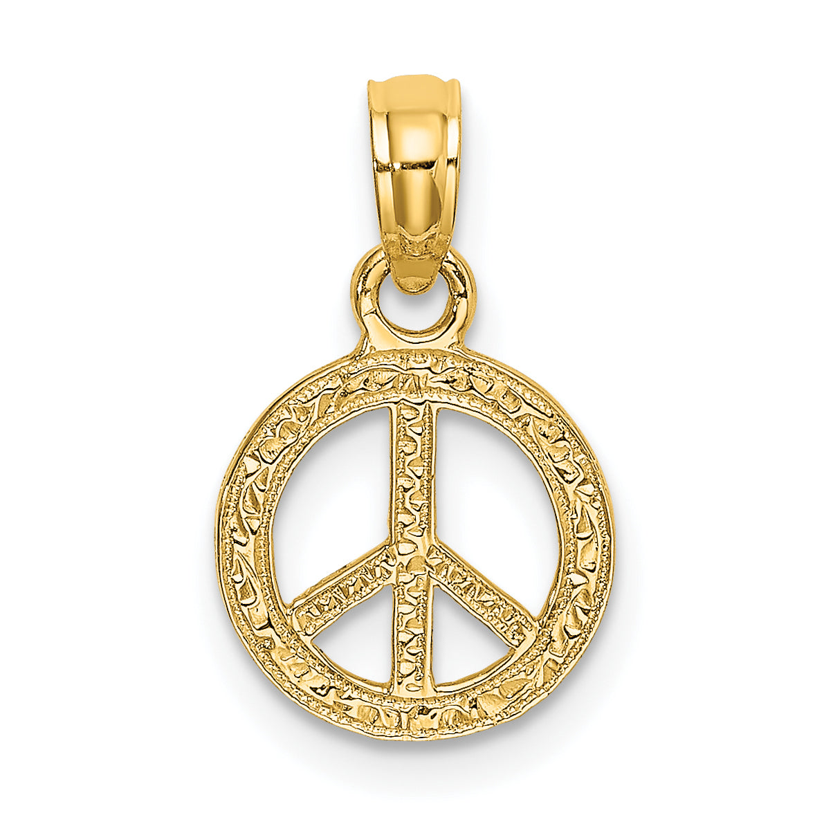 10K Yellow Gold 10K Flat And Textured Mini Peace Sign Charm