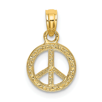 10K Yellow Gold 10K Flat And Textured Mini Peace Sign Charm