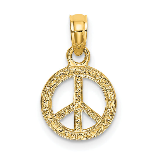 10K Yellow Gold 10K Flat And Textured Mini Peace Sign Charm