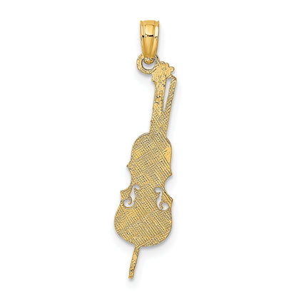 10K Yellow Gold 10K Polished Engraved Upright Bass Charm