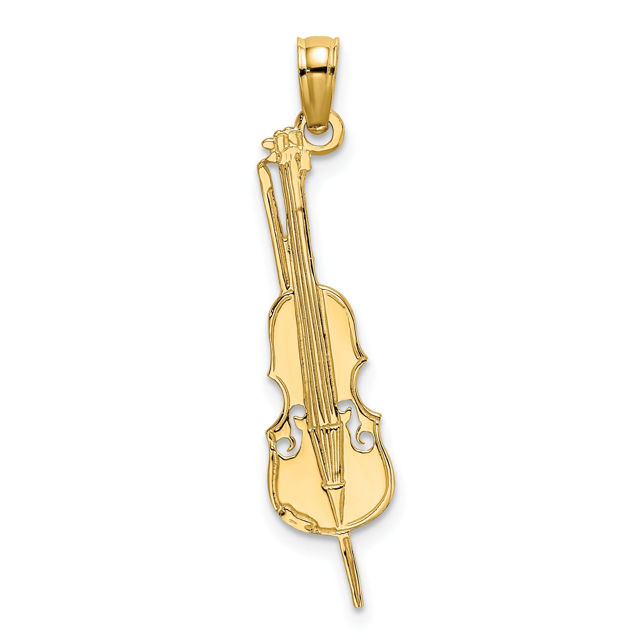 10K Yellow Gold 10K Polished Engraved Upright Bass Charm