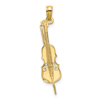 10K Yellow Gold 10K Polished Engraved Upright Bass Charm