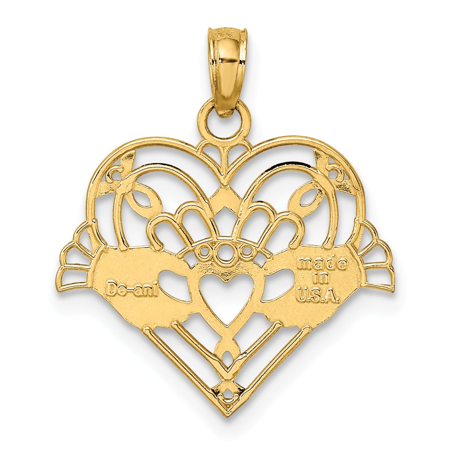 10K Yellow Gold 10K Polished And Beaded Claddagh In Heart Charm