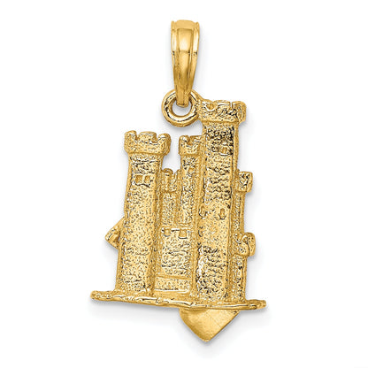 10K Yellow Gold 10K 3-D Sand Castle W/ Shovel Charm