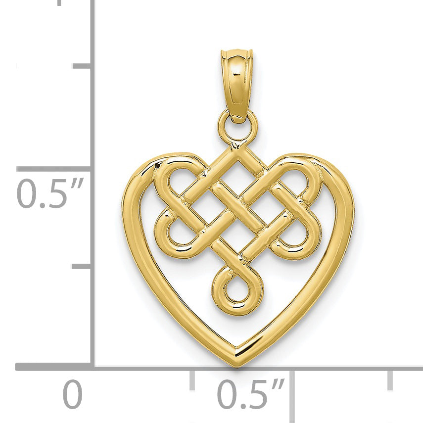 10K Yellow Gold 10K Small Celtic Knot Heart Charm