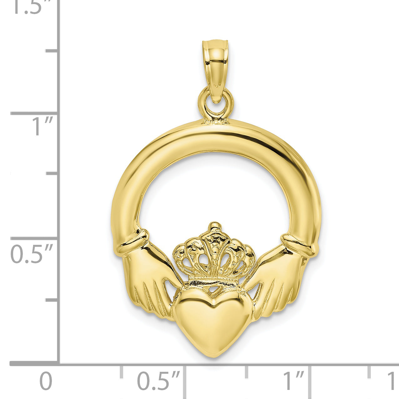 10K Yellow Gold 10K Polished Large Claddagh Heart Charm