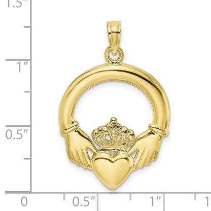 10K Yellow Gold 10K Polished Large Claddagh Heart Charm