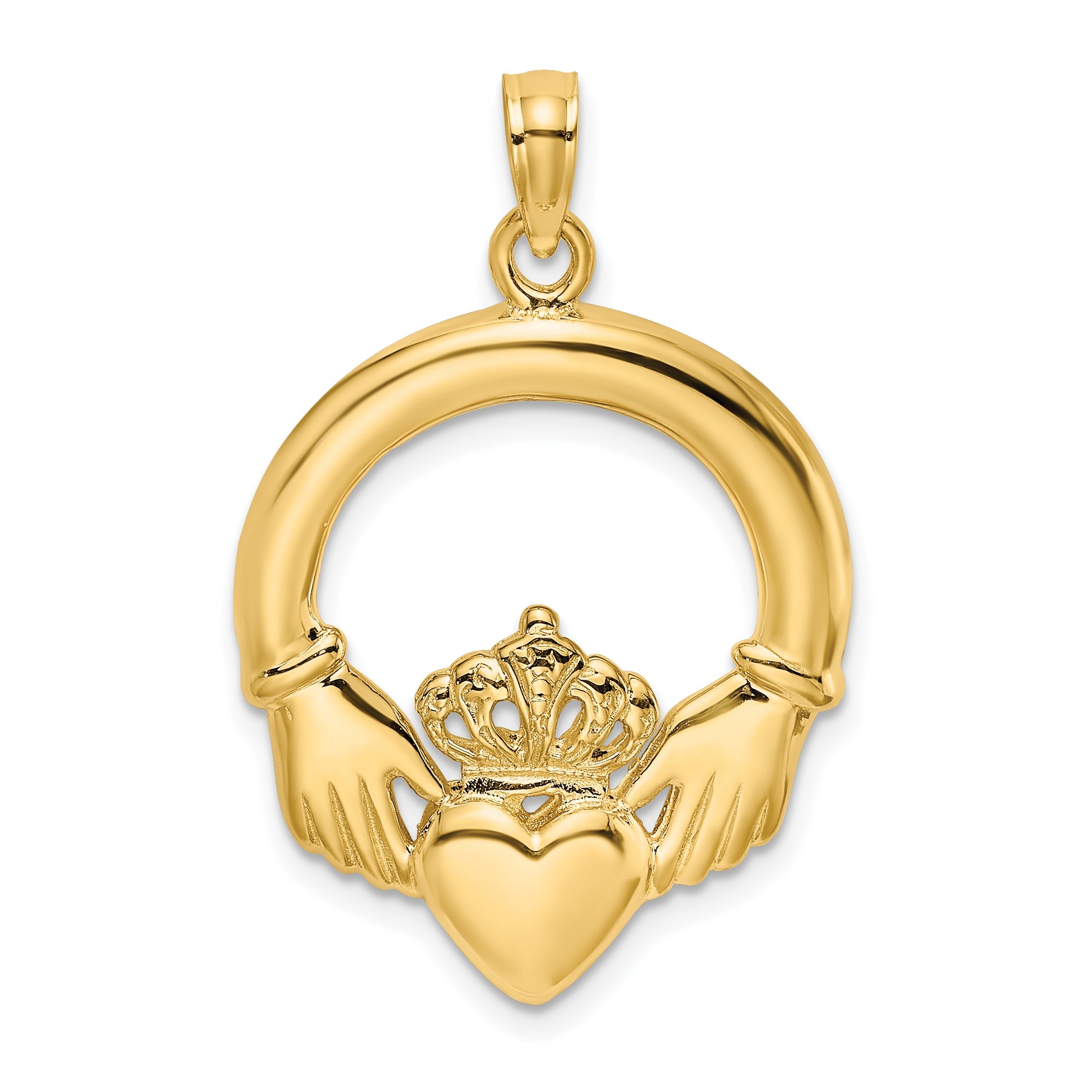 10K Yellow Gold 10K Polished Large Claddagh Heart Charm