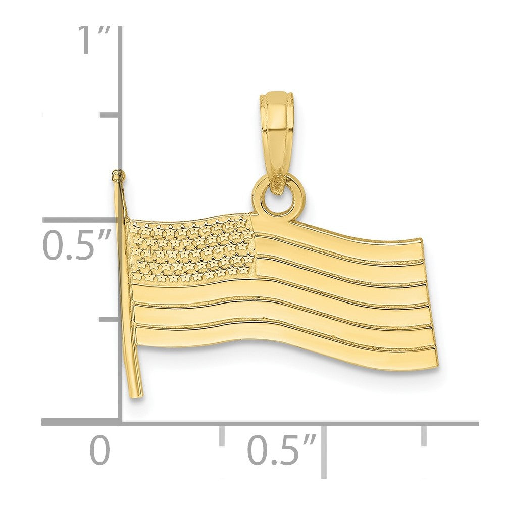 10K Yellow Gold 10K American Flag Charm