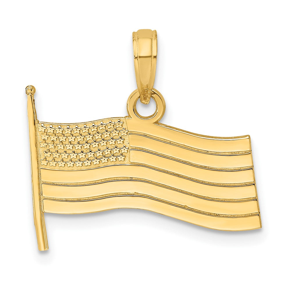 10K Yellow Gold 10K American Flag Charm