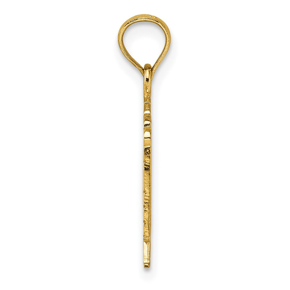 10K Yellow Gold 10K Polished Textured God Bless America W/ Flag Charm