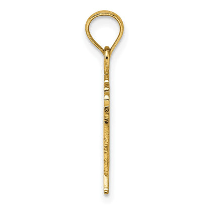 10K Yellow Gold 10K Polished Textured God Bless America W/ Flag Charm