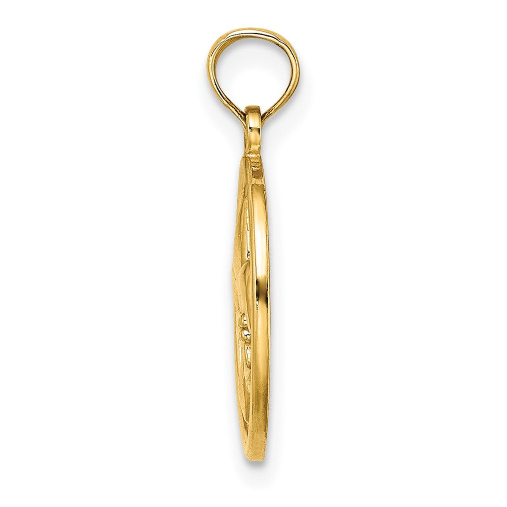 10K Yellow Gold 10K Fleur De Lis On Oval Disc Charm