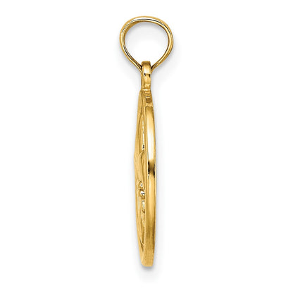 10K Yellow Gold 10K Fleur De Lis On Oval Disc Charm