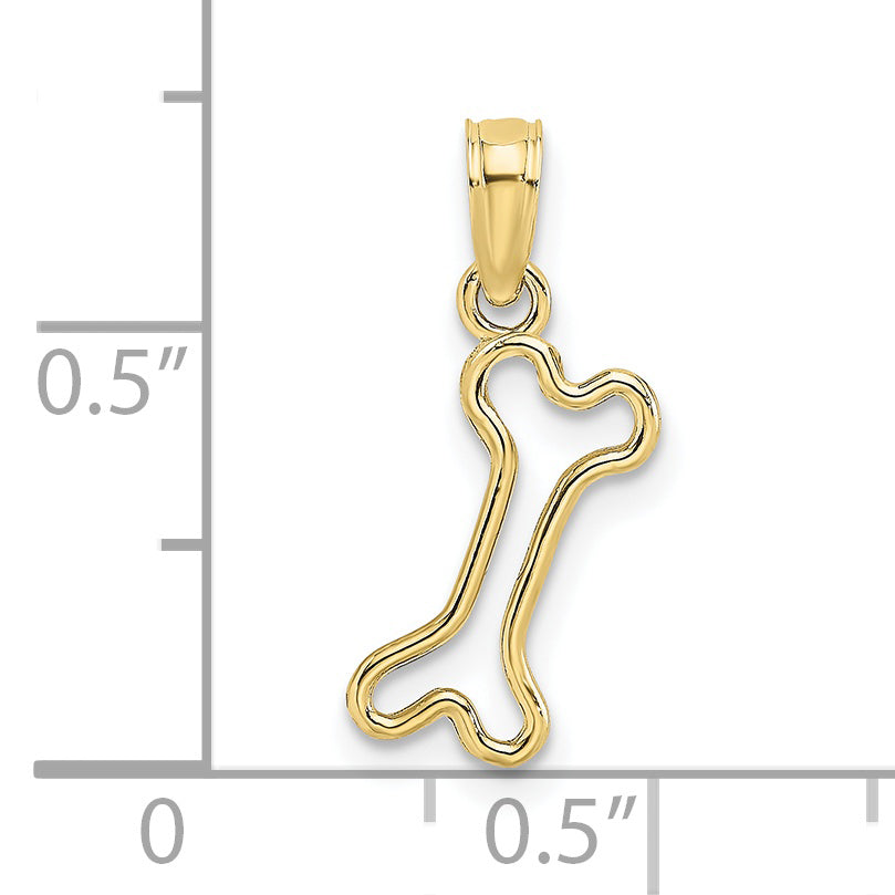 10K Yellow Gold 10K Cut-Out Polished Mini Dog Bone Charm
