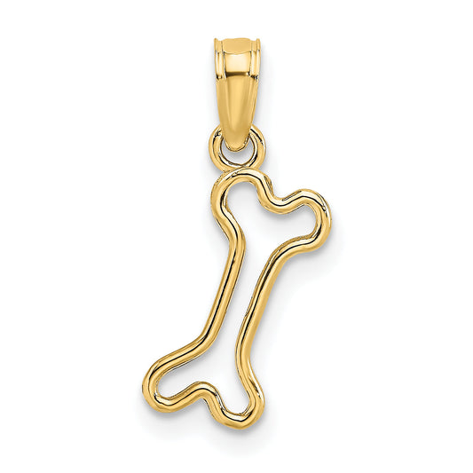 10K Yellow Gold 10K Cut-Out Polished Mini Dog Bone Charm