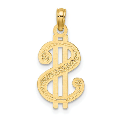 10K Yellow Gold 10K Textured Dollar Sign Charm