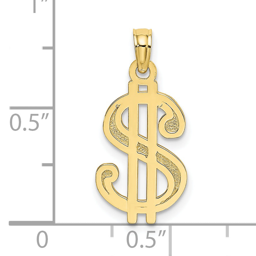 10K Yellow Gold 10K Textured Dollar Sign Charm