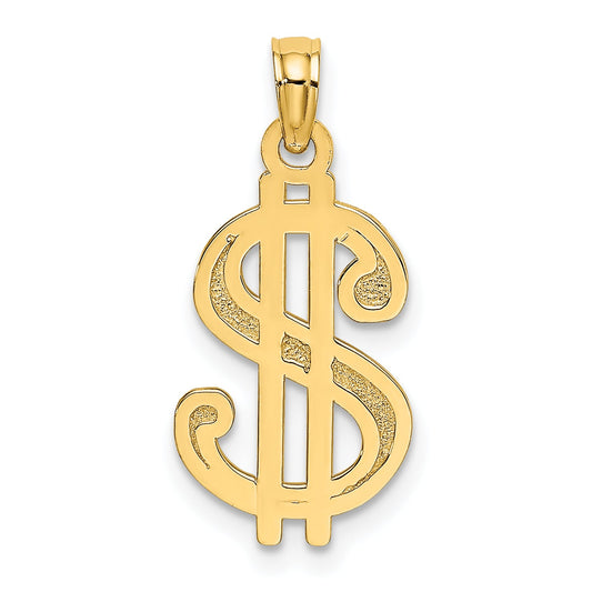 10K Yellow Gold 10K Textured Dollar Sign Charm