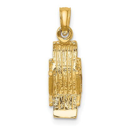 10K Yellow Gold 10K 3-D Lounge Beach Chair Charm
