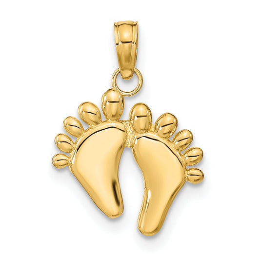 10K Yellow Gold 10K Double Feet Hang Ten Style Charm