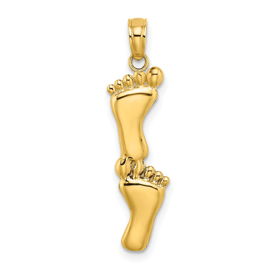 10K Yellow Gold 10K Polished Double Vertical Feet Charm