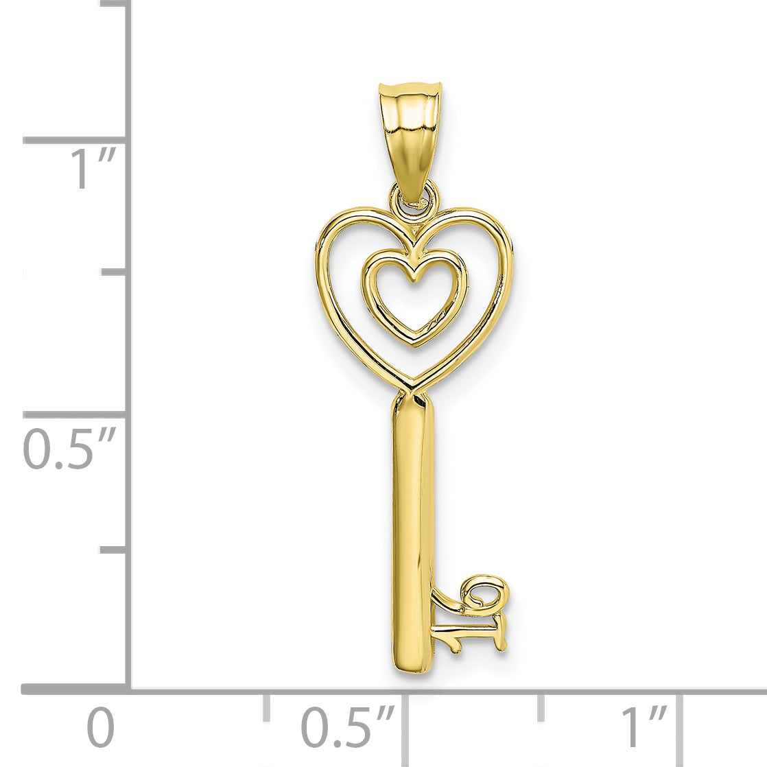 10K Yellow Gold 10K Key W/Heart Sweet 16 Charm