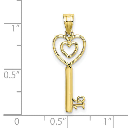 10K Yellow Gold 10K Key W/Heart Sweet 16 Charm