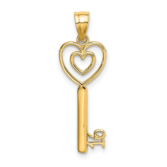 10K Yellow Gold 10K Key W/Heart Sweet 16 Charm