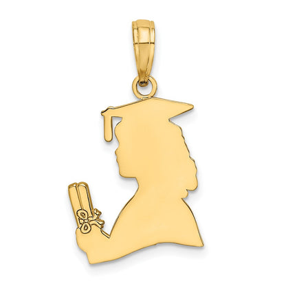 10K Yellow Gold Polished Female Graduation Profile Charm
