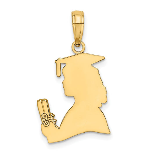 10K Yellow Gold Polished Female Graduation Profile Charm