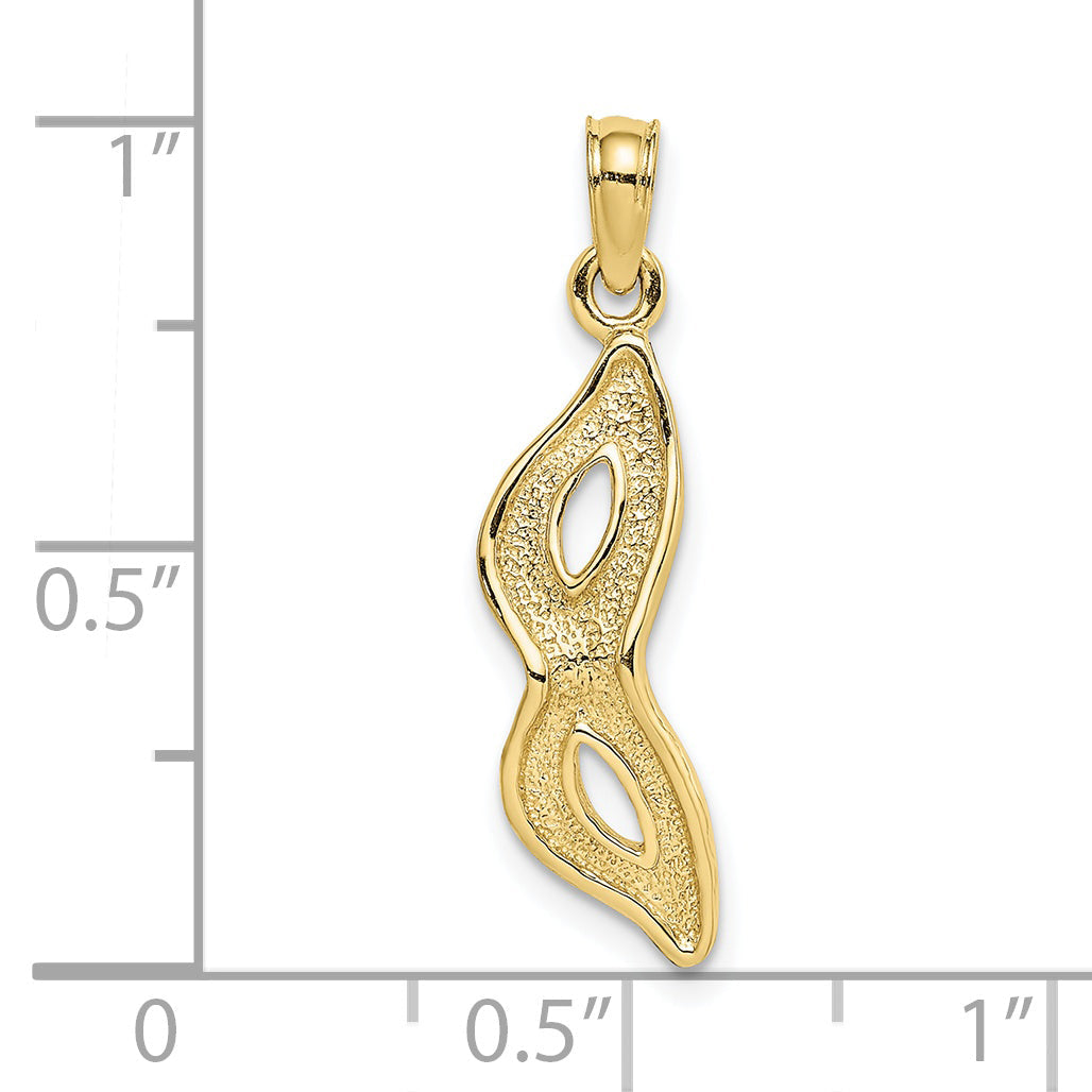 10K Yellow Gold 10K 3-D Beveled Masquerade Mask Charm
