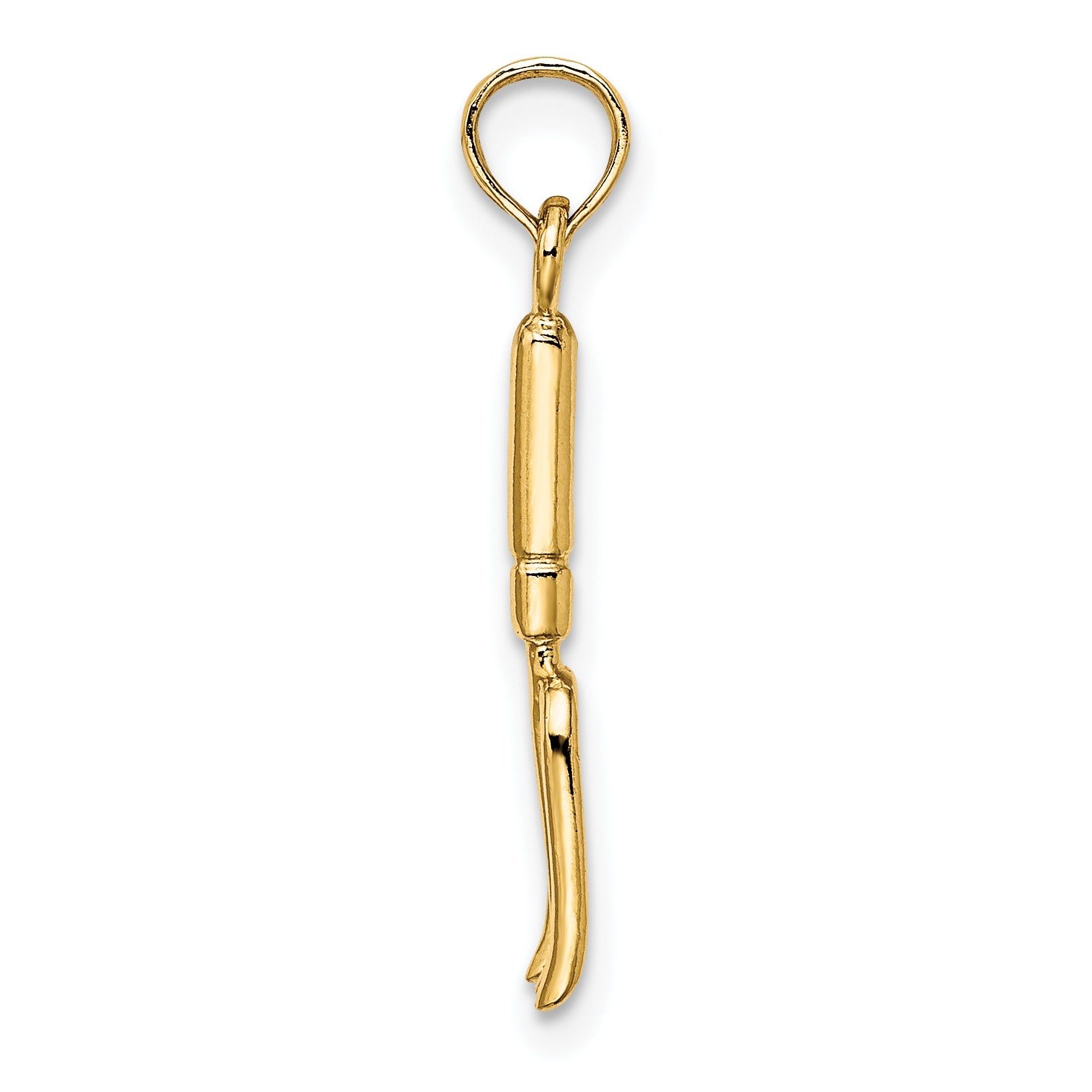 10K Yellow Gold 10K 3-D Fork Garden Tool Charm