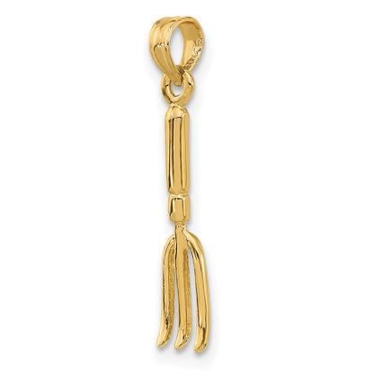 10K Yellow Gold 10K 3-D Fork Garden Tool Charm