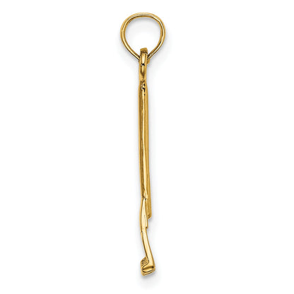 10K Yellow Gold 10K 3-D Leaf Rake Garden Tool Charm