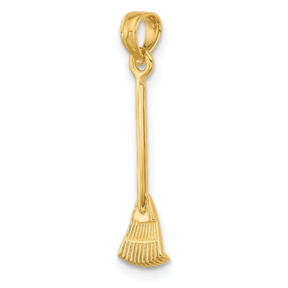 10K Yellow Gold 10K 3-D Leaf Rake Garden Tool Charm