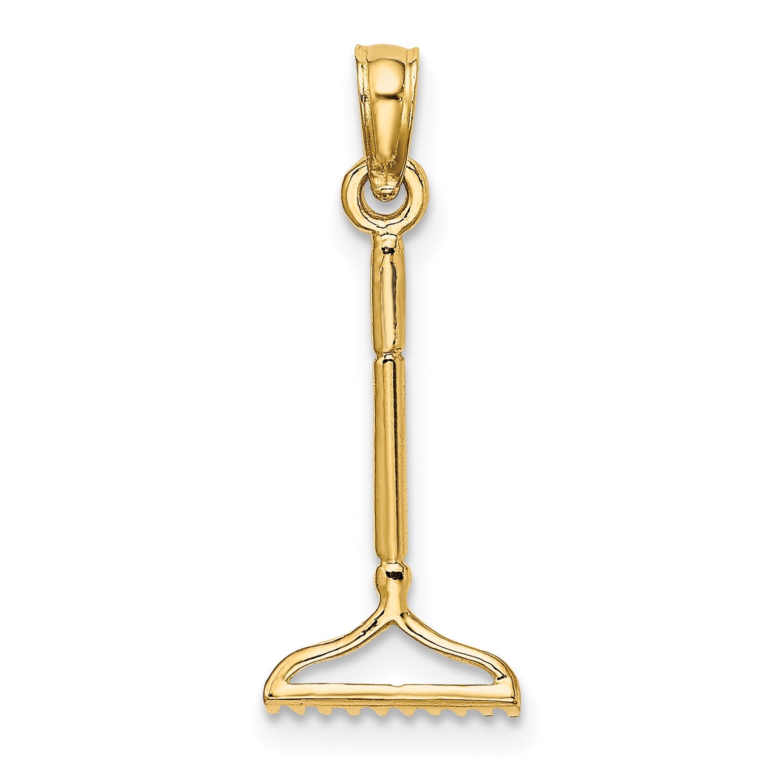 10K Yellow Gold 10K 3-D Landscape Rake Garden Tool Charm
