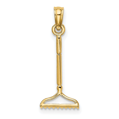 10K Yellow Gold 10K 3-D Landscape Rake Garden Tool Charm