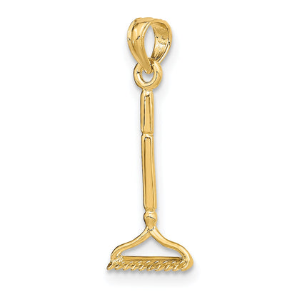 10K Yellow Gold 10K 3-D Landscape Rake Garden Tool Charm