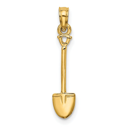 10K Yellow Gold 10K 3-D Polished Shovel Garden Tool Charm
