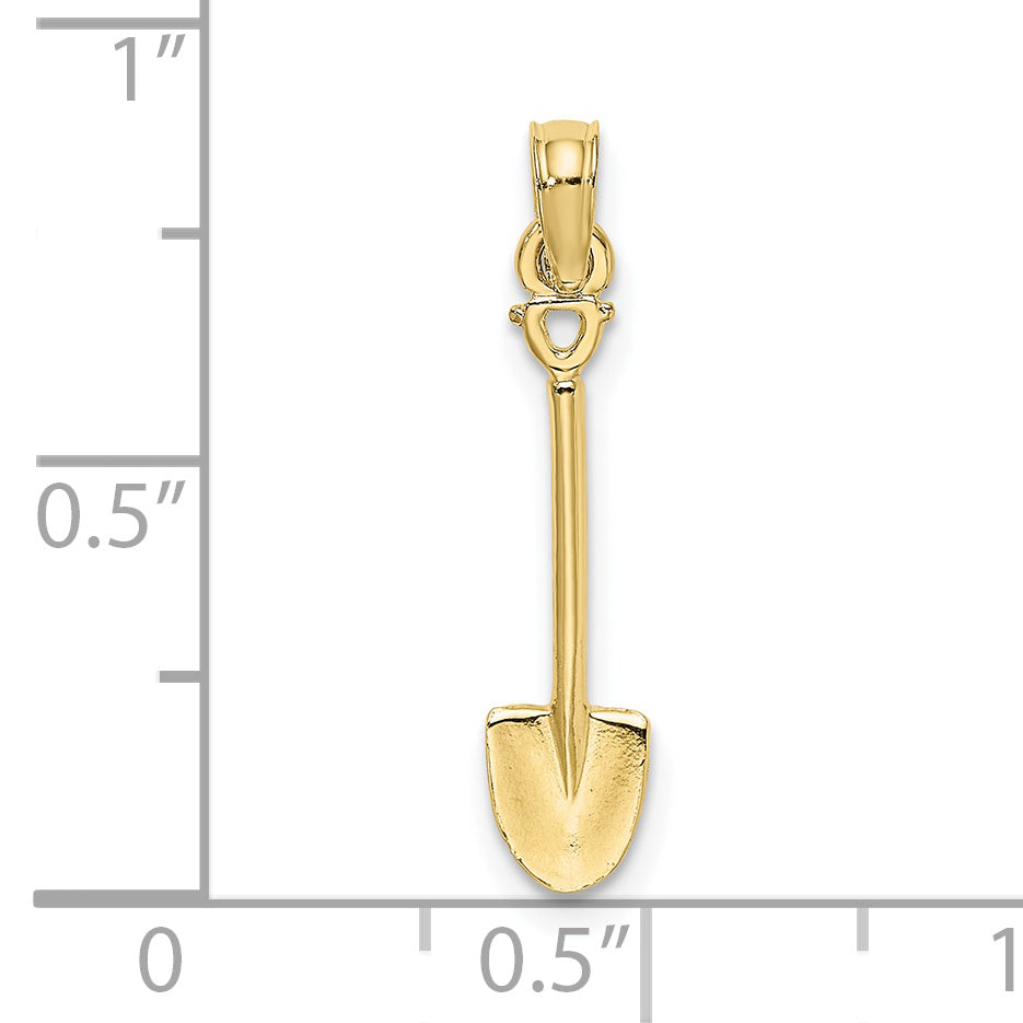 10K Yellow Gold 10K 3-D Polished Shovel Garden Tool Charm