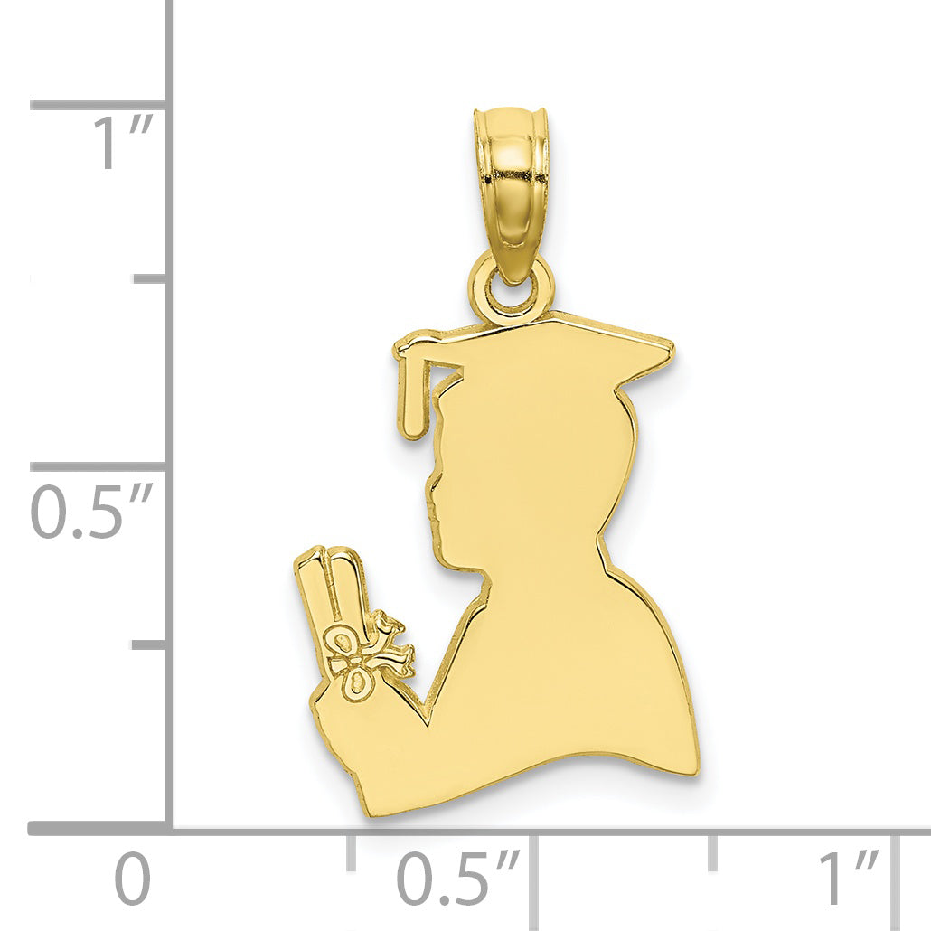10K Yellow Gold Polished Male Graduation Profile Charm