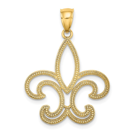 10K Yellow Gold Fleur De Lis Pendant