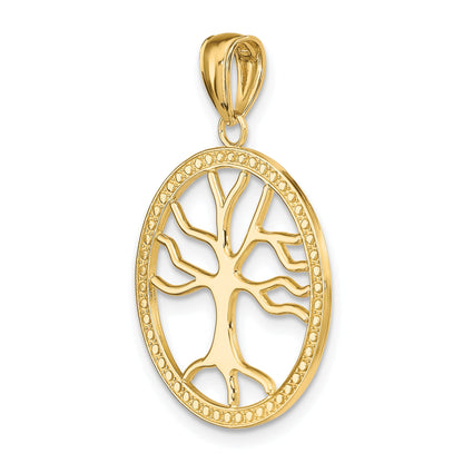10K Yellow Gold 10K Large Tree Of Life In Round Frame Charm