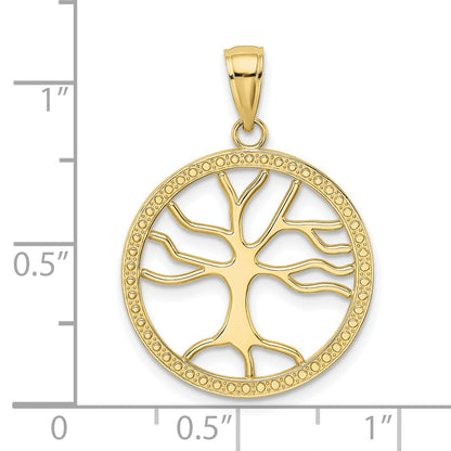 10K Yellow Gold 10K Large Tree Of Life In Round Frame Charm
