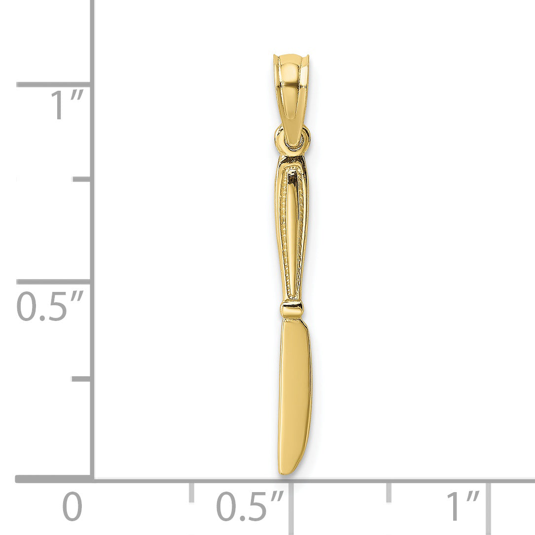 10K Yellow Gold 10K 3-D And Polished Table Knife Charm